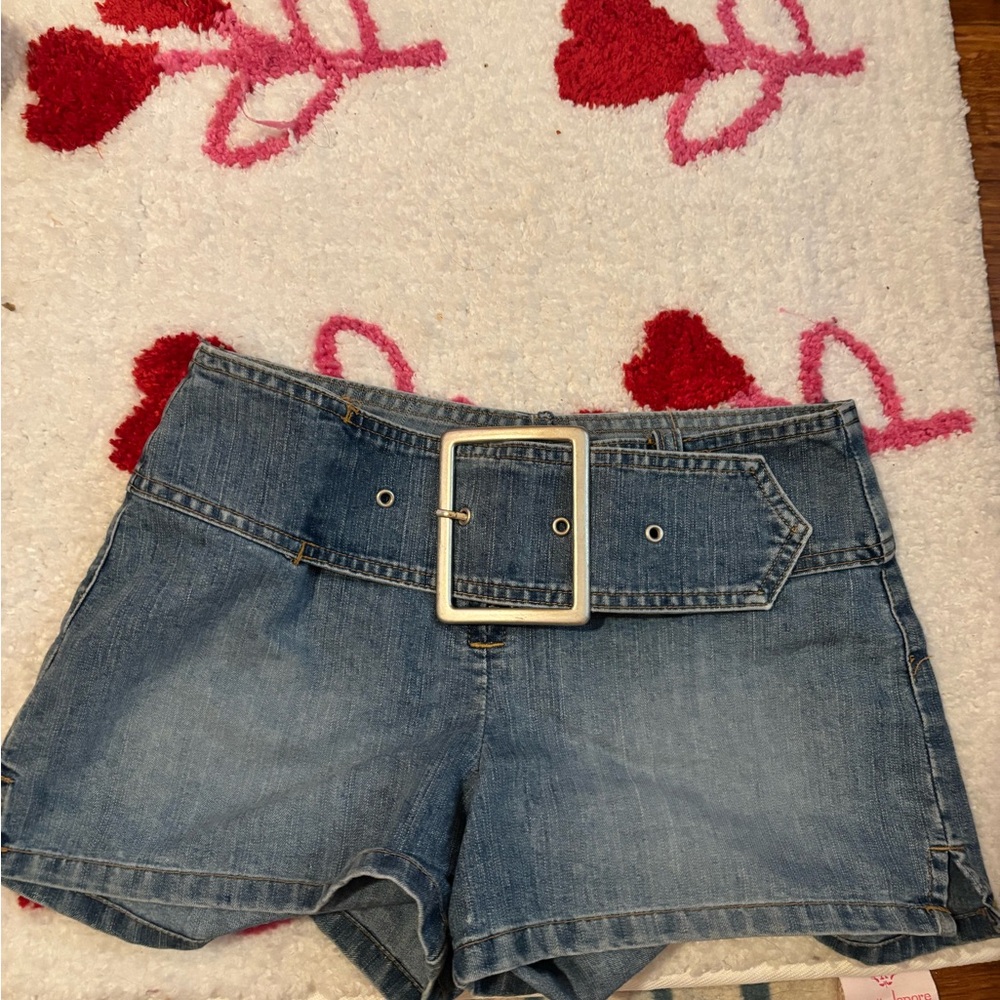 Angels Denim Belted Jean Shorts - Blue